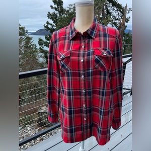 Reba Women’s Western Plaid Pearl Snap Long Sleeve Shirt, Size Large